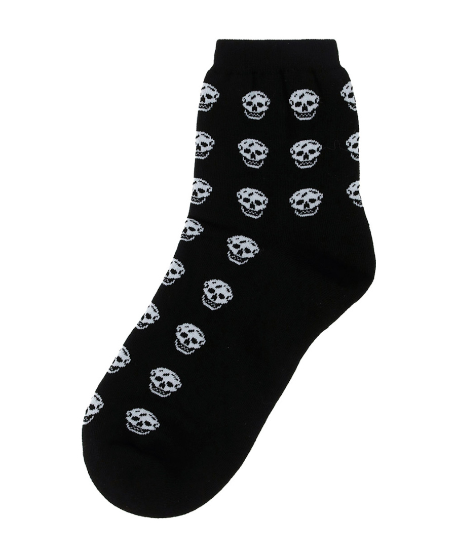 Alexander Mcqueen Intarsia-knit Ankle Socks In Black