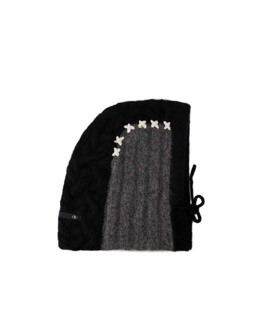 Ader Error Black Cable Knit Balaclava In Black