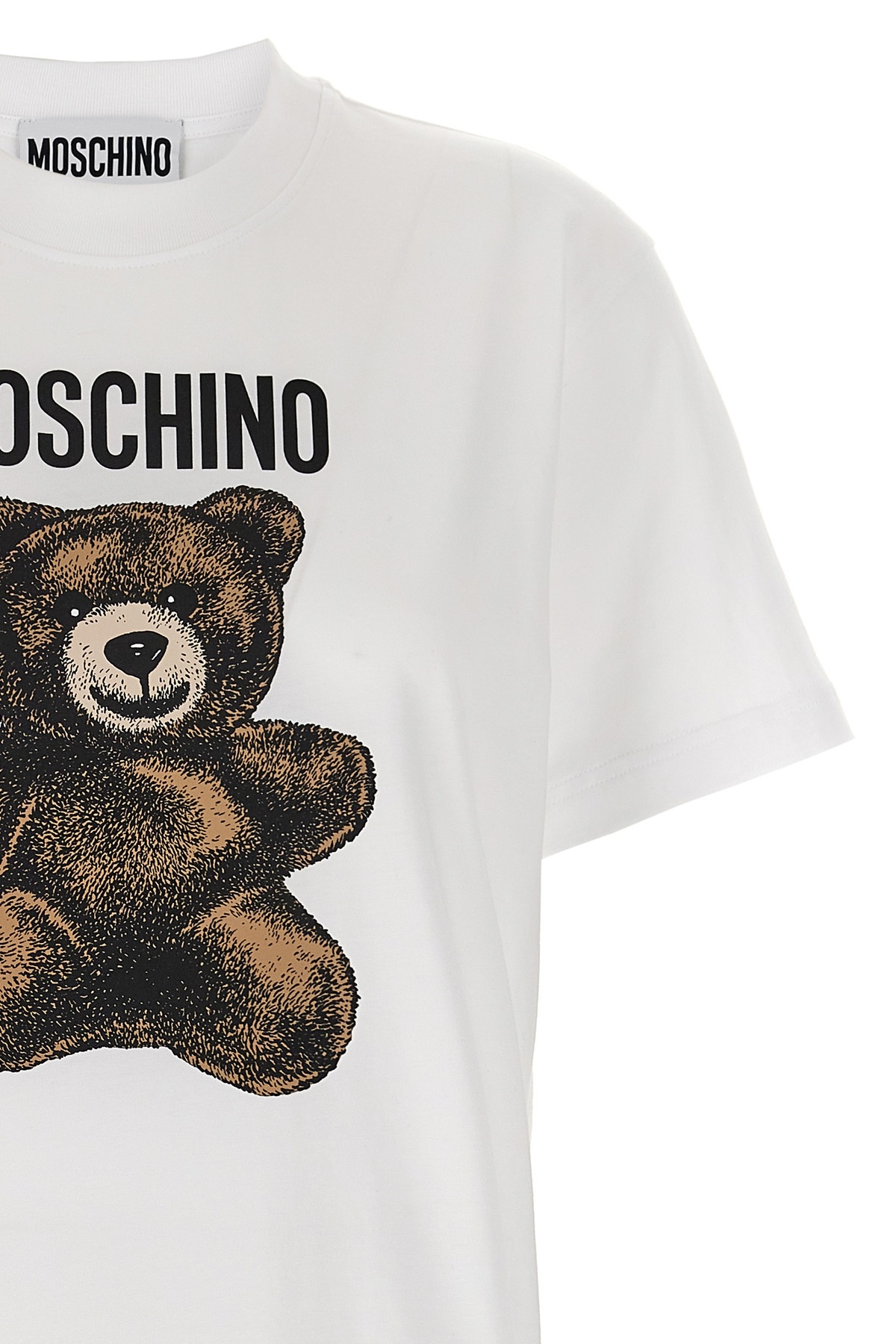 Moschino Short Sleeve Crew Neck Graphic Print Top In White