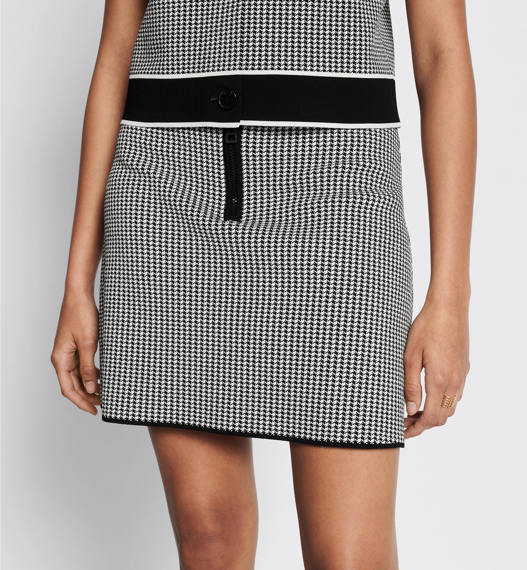 Dior Houndstooth Mini Skirt In Gray