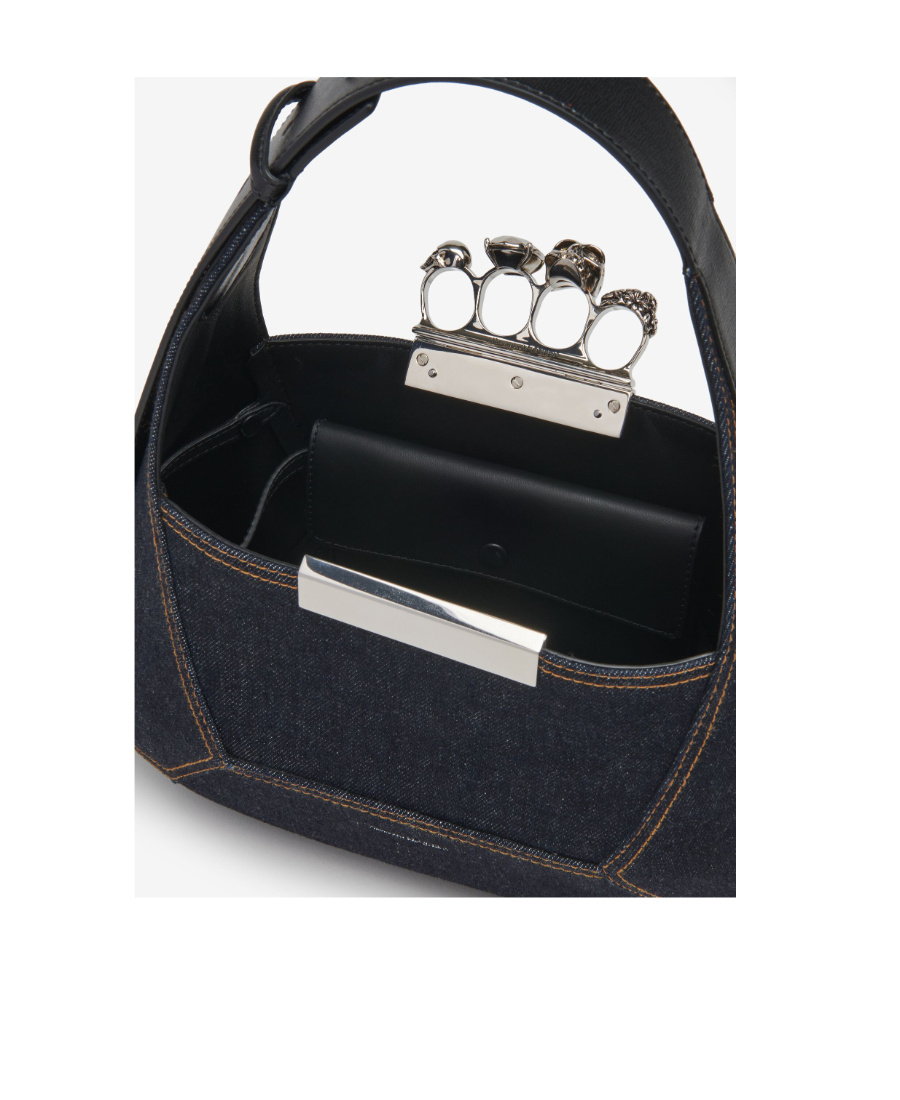 Alexander Mcqueen The Jewelled Denim Tote Bag In Blue