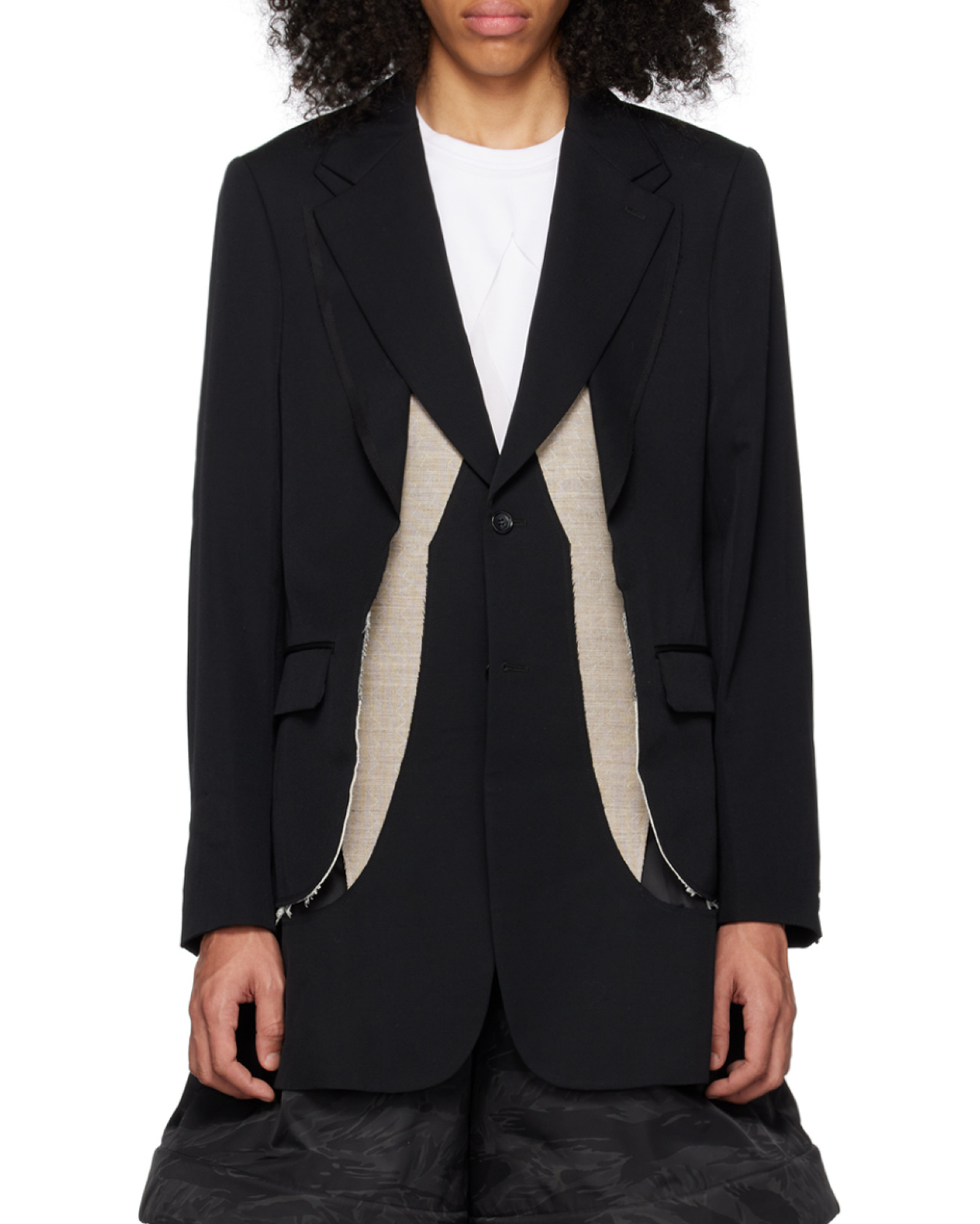 Comme Des Garçons Long-sleeved Wool Coat In Black