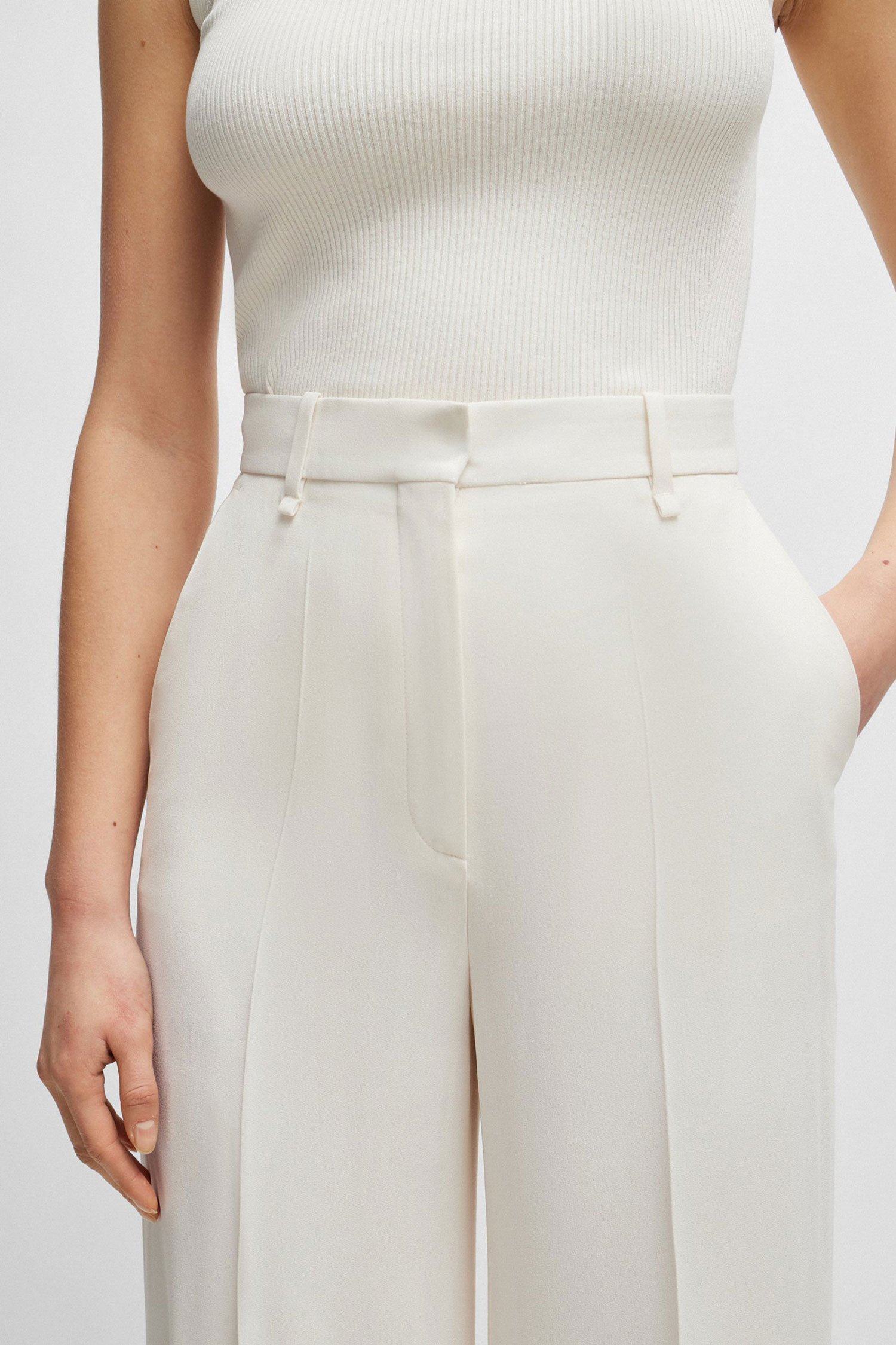 HUGO BOSS HIGH-WAIST CREPE PALAZZO PANTS