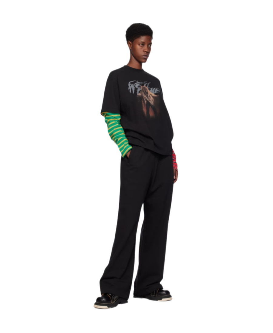 We11 Done Layered Graphic-print Cotton T-shirt In Black