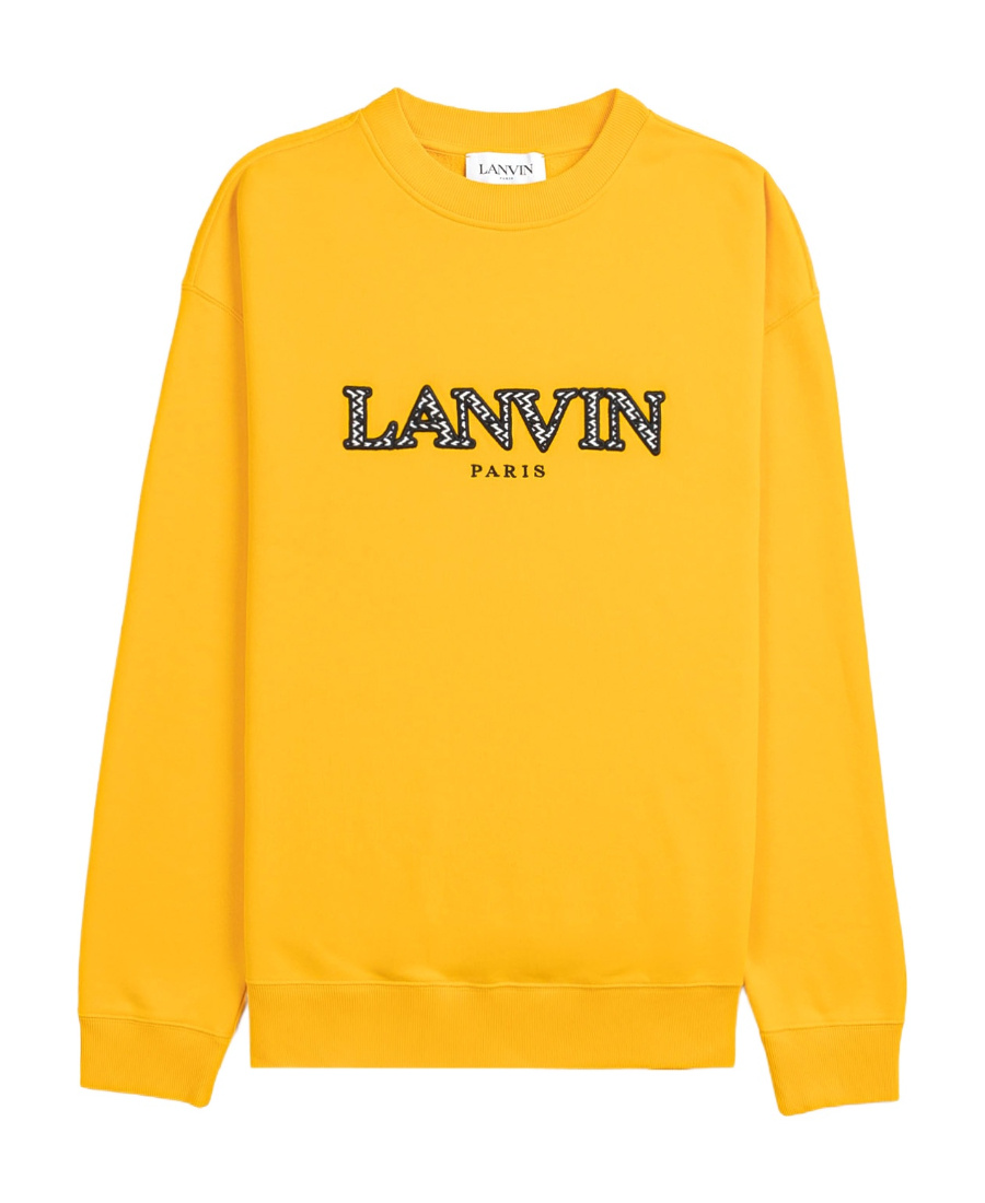 Lanvin Logo Embroidered Crewneck Sweatshirt In Yellow