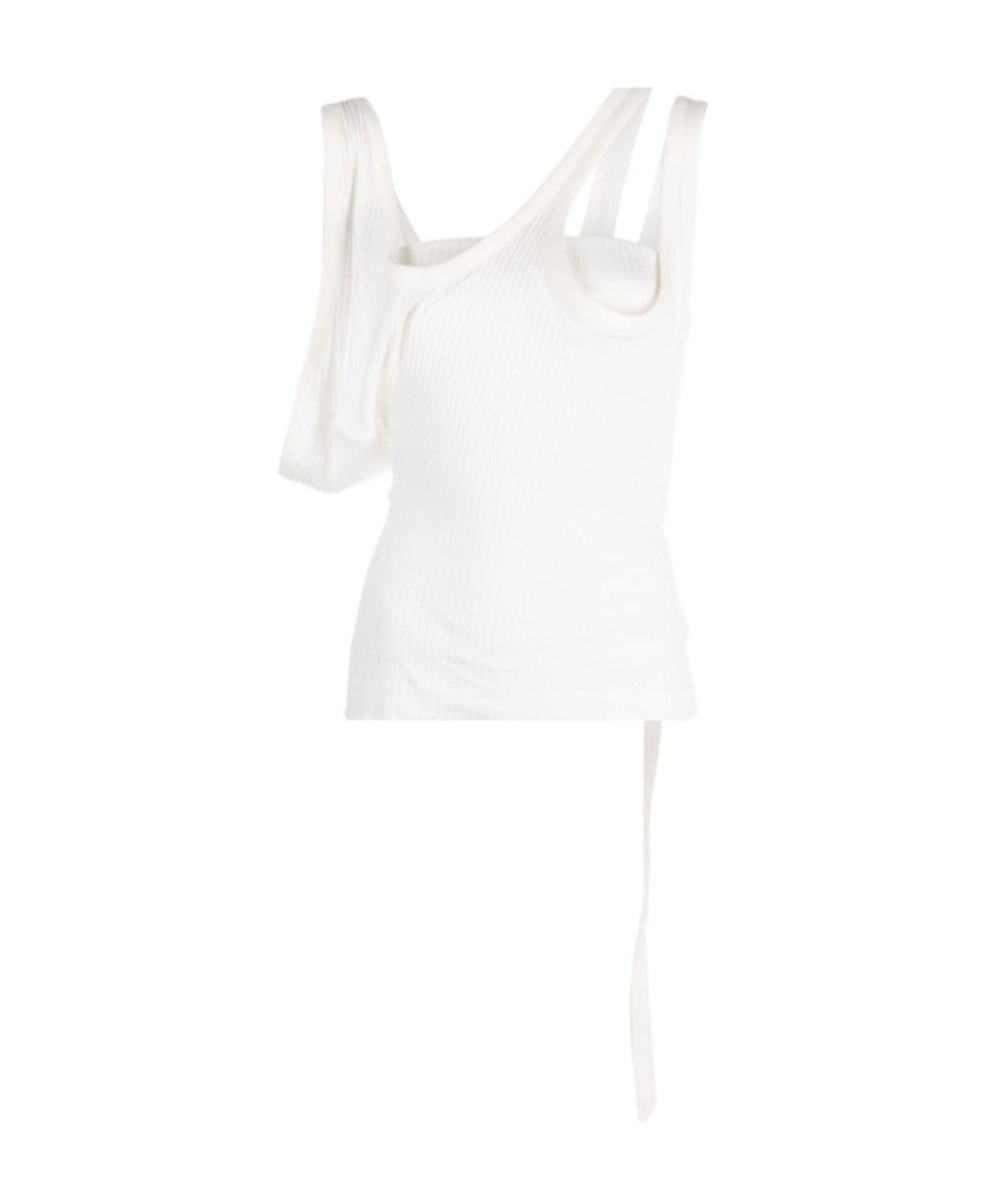 Attico Ribbed Cotton Jersey Top In White