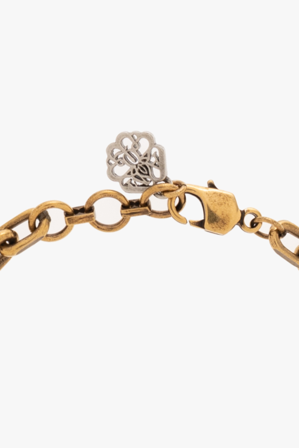 Alexander Mcqueen Cuban Link Chain Bracelet With Skull Detail In Yellow