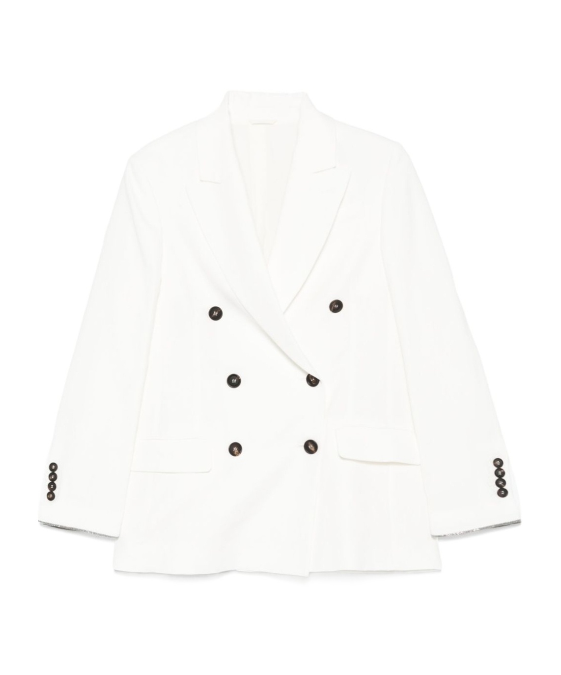 Brunello Cucinelli Double-breasted Tailored Jacket Featuring Back Vent In Multi