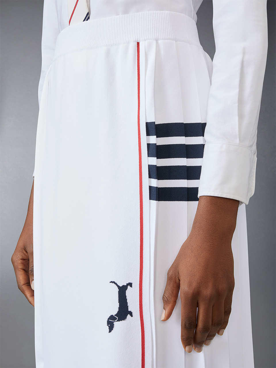 Shop Thom Browne 4-bar Pleated Hector Skirt