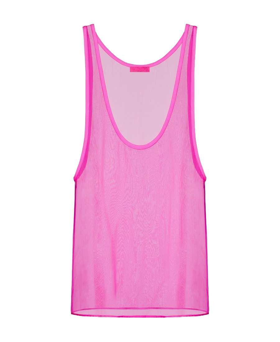 Shop Valentino Semi-sheer Silk Tank Top In Pink