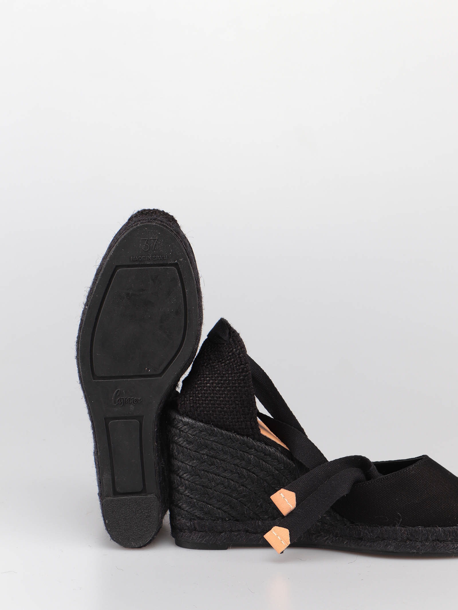 Shop Castaã±er Wedge Sandals In Black