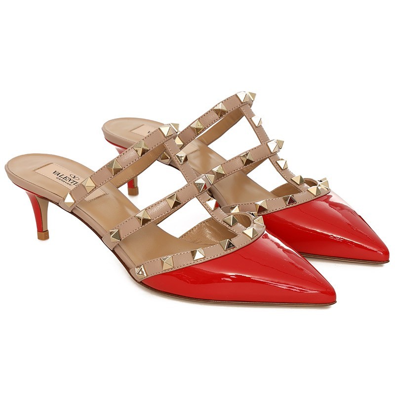 Valentino Rivet Muller High-heeled Sandals In Nude
