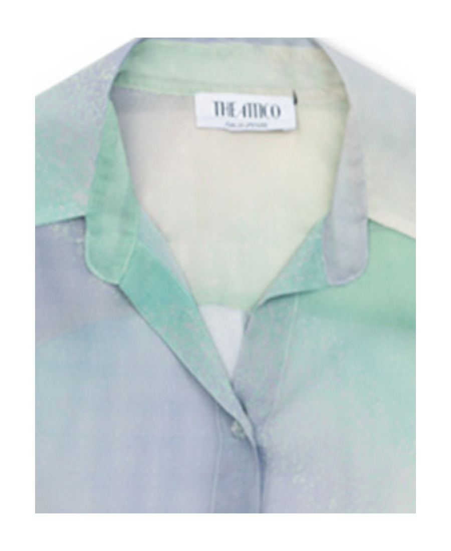 Attico Gradient Mesh Button-up Shirt In Green