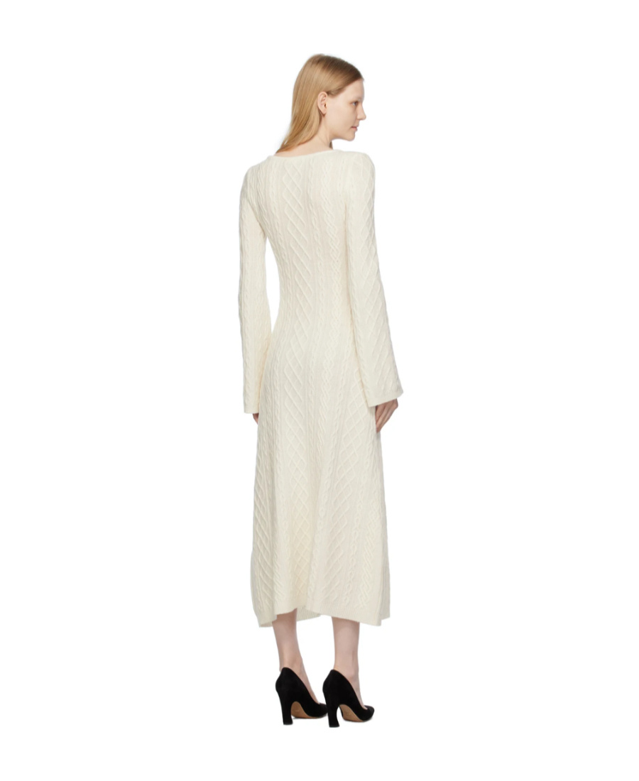 Chloé Cable-knit Wool And Cashmere Midi Dress In White