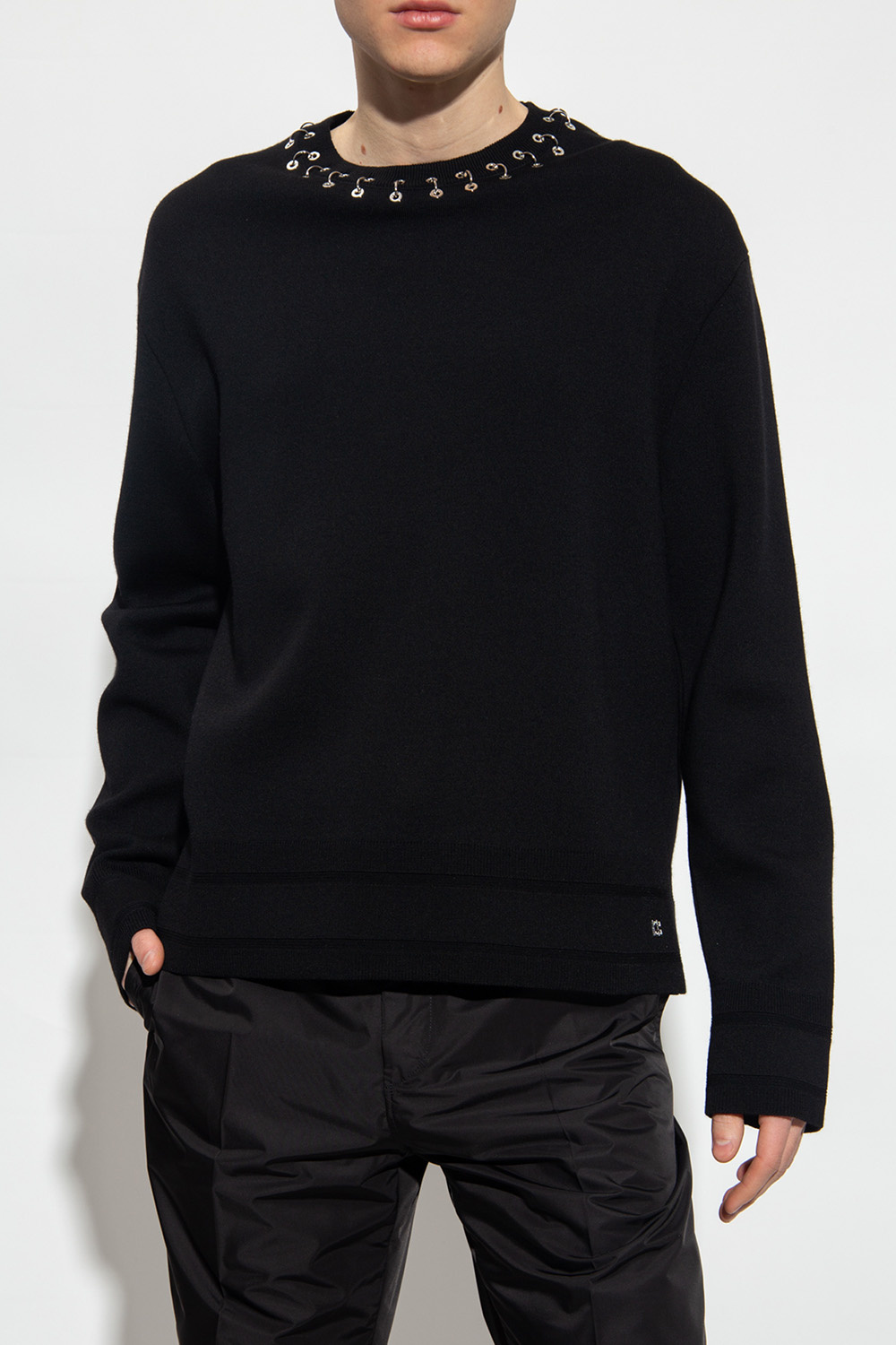 Givenchy Hoop Detailed Neckline Jumper Men In Black