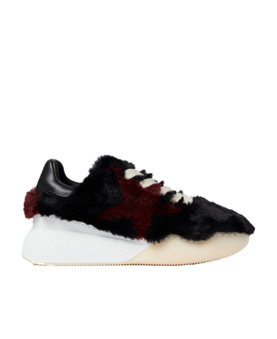 Stella Mccartney Loop Faux-fur Sneakers In Black