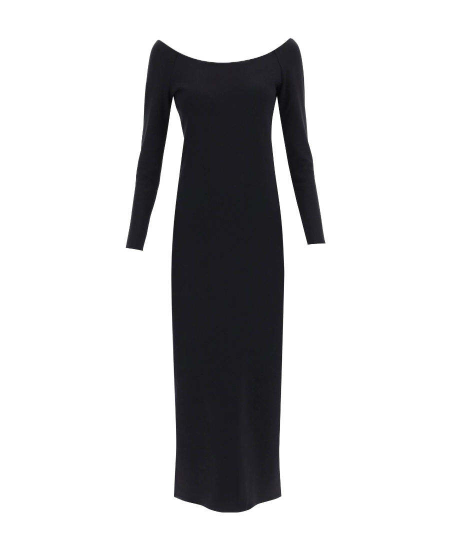 The Row Coralinda Off-shoulder Midi Dress In Black