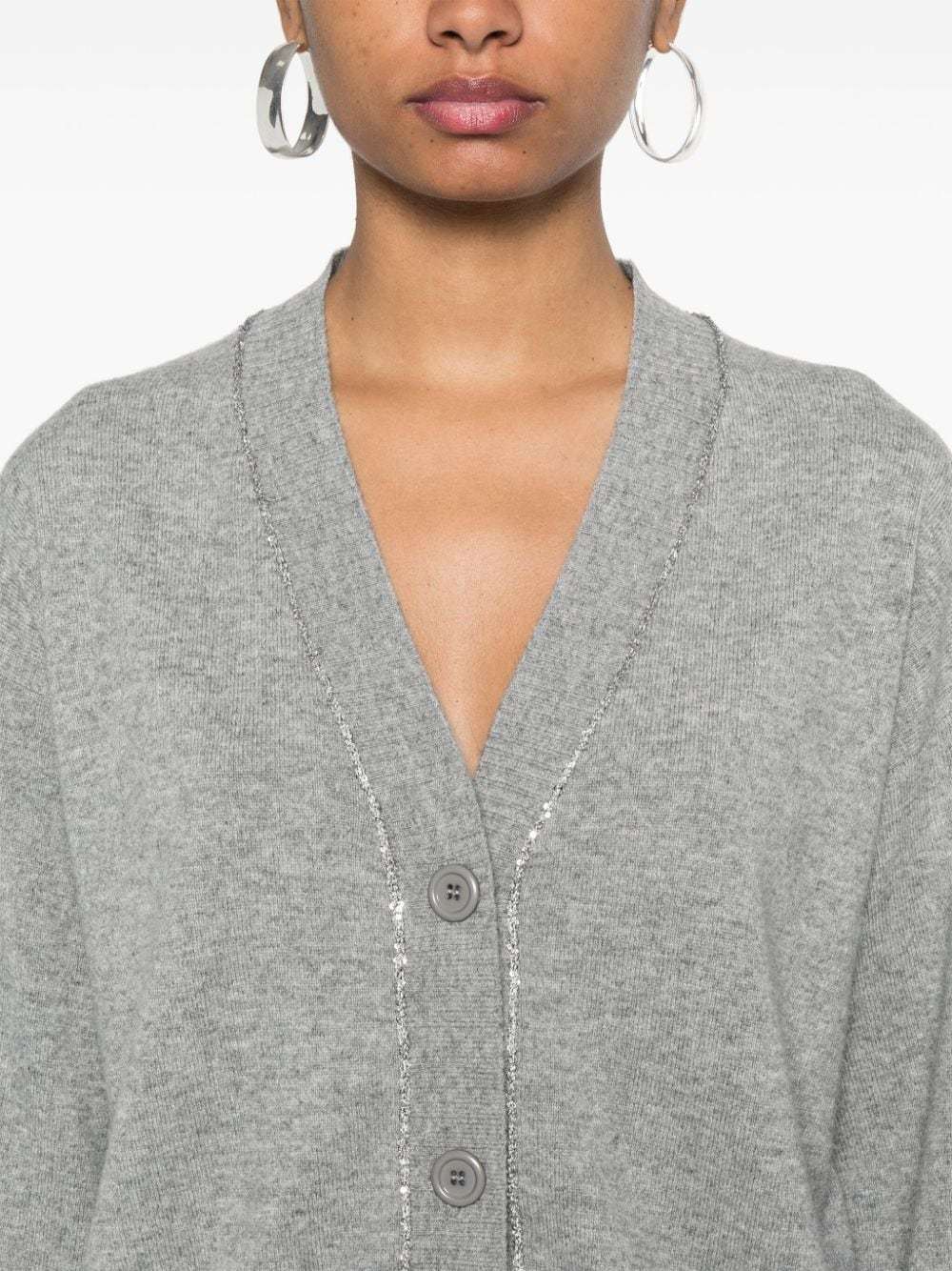 Fabiana Filippi Sequin-embellished Virgin Wool Blend Cardigan In Gray