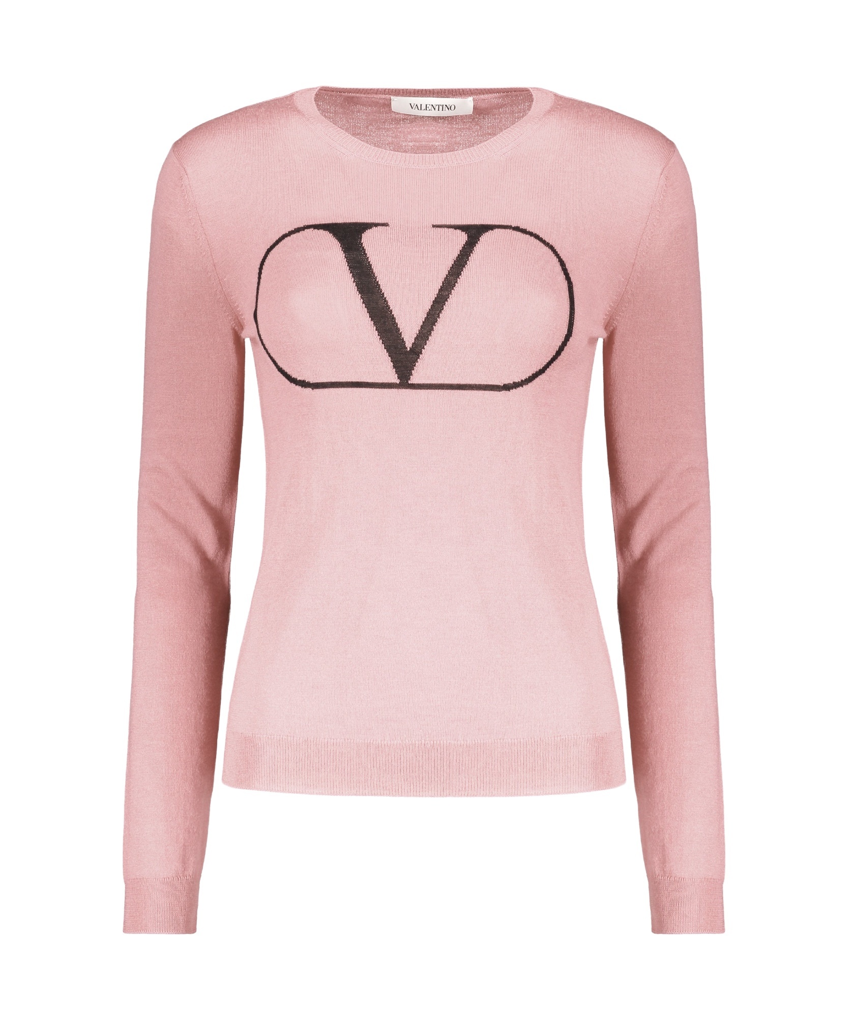 Valentino Long Sleeve Crew-neck Sweater In Pink