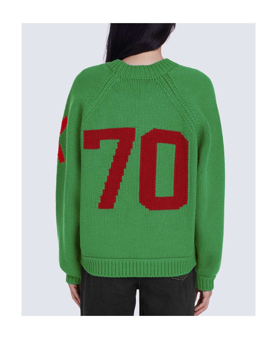Kenzo Boke Flower Motif Embroidered Sweater In Green