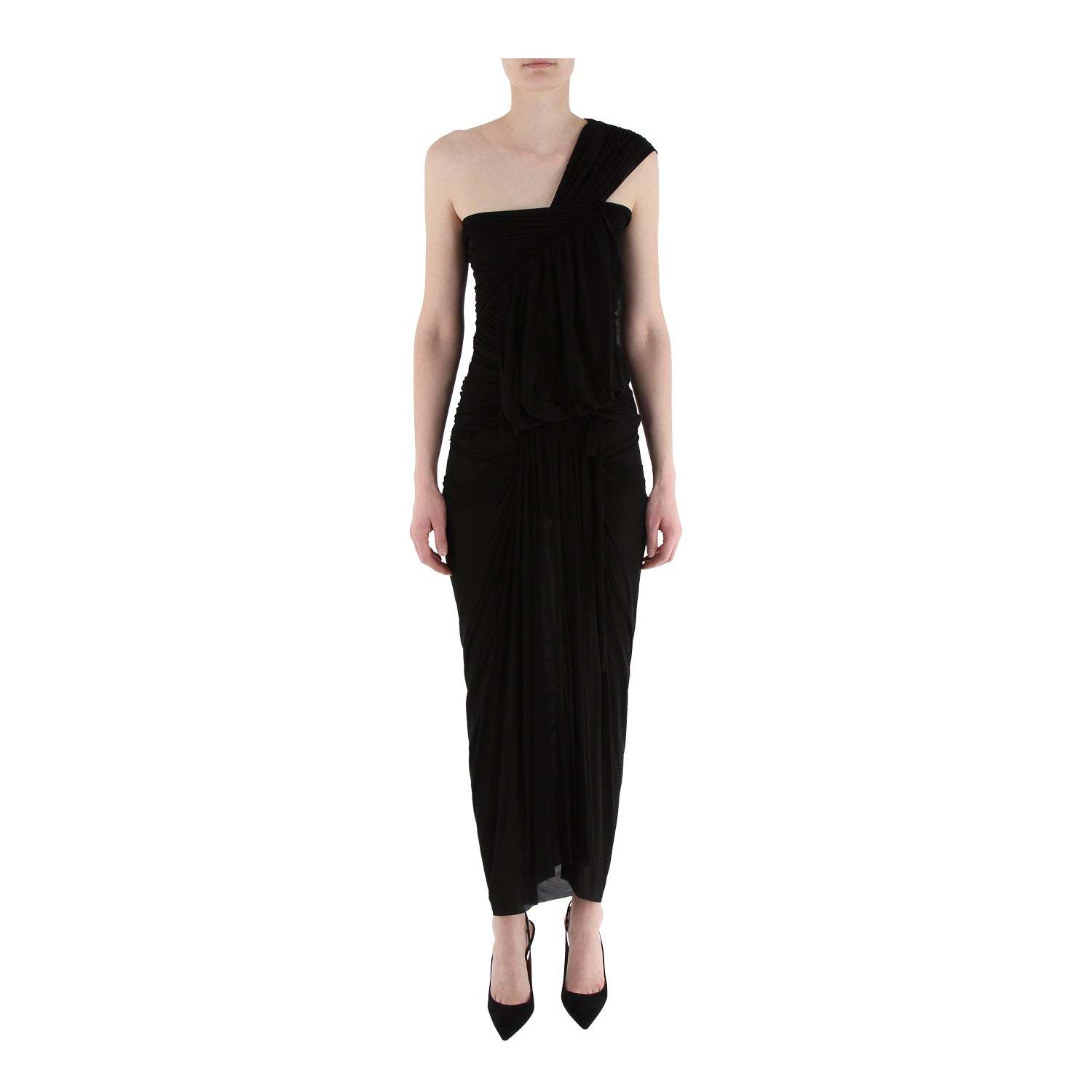 Rick Owens Edfu Ruched Draped Top In Black