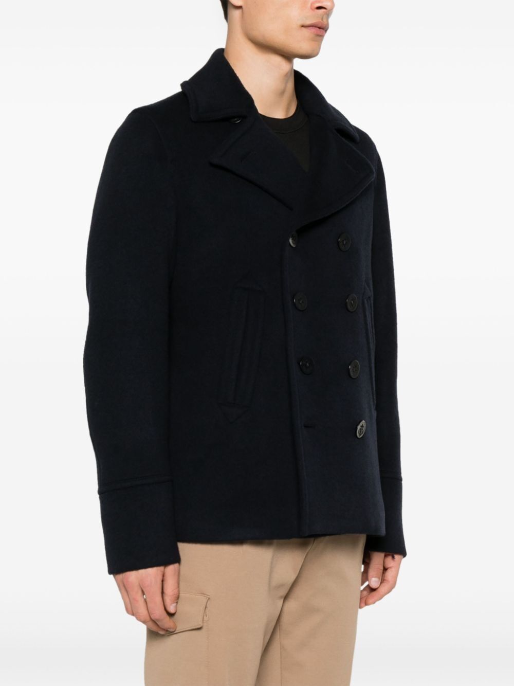 Paul & Shark Double Breasted Coat In Black
