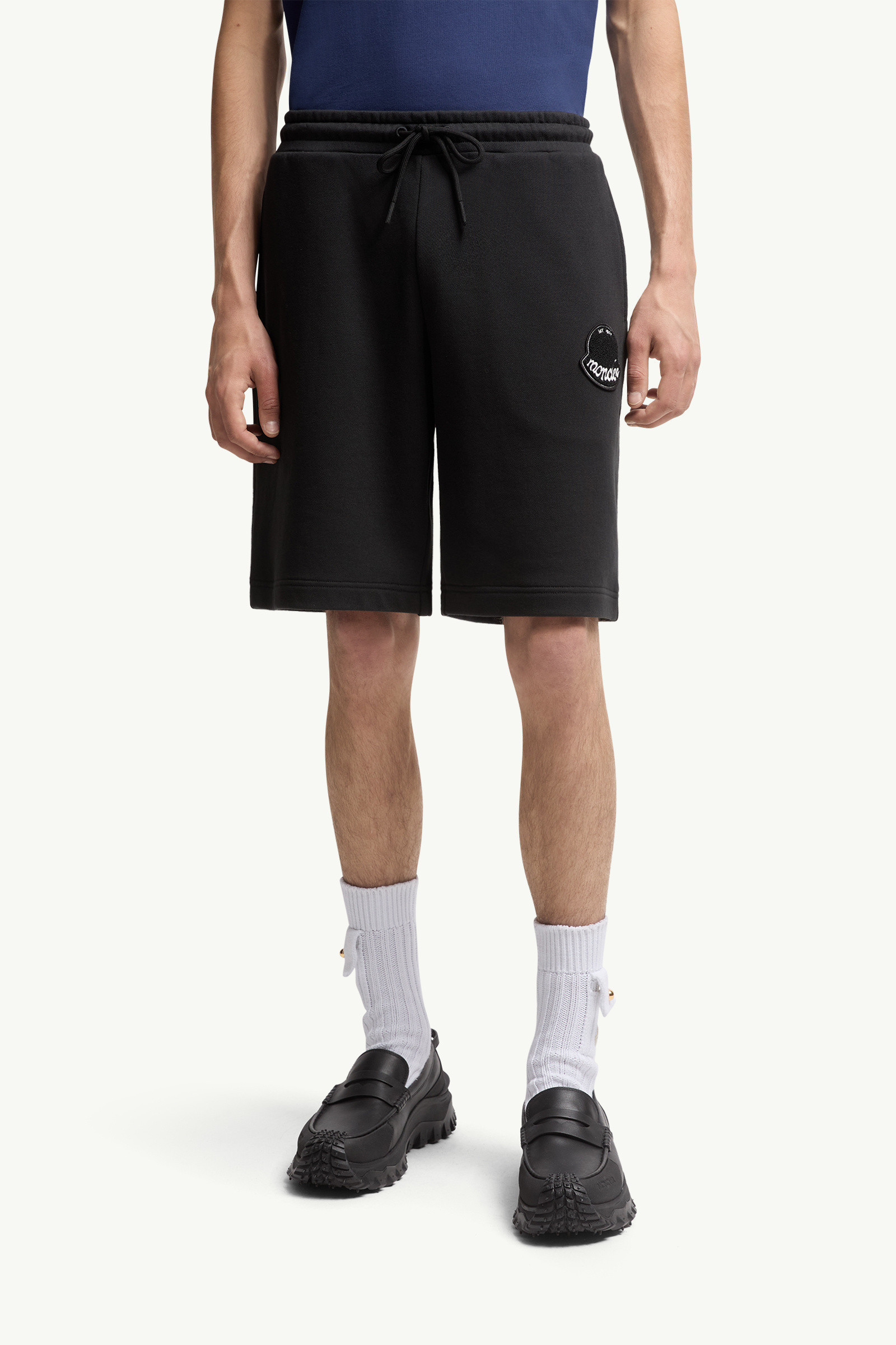 Moncler Embroidered-logo Track Shorts In Black