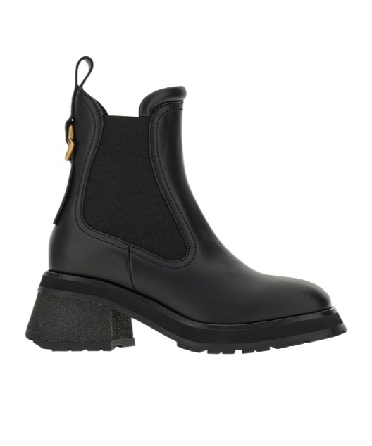 Moncler Gigi Embellished Leather Chelsea Boots In Black