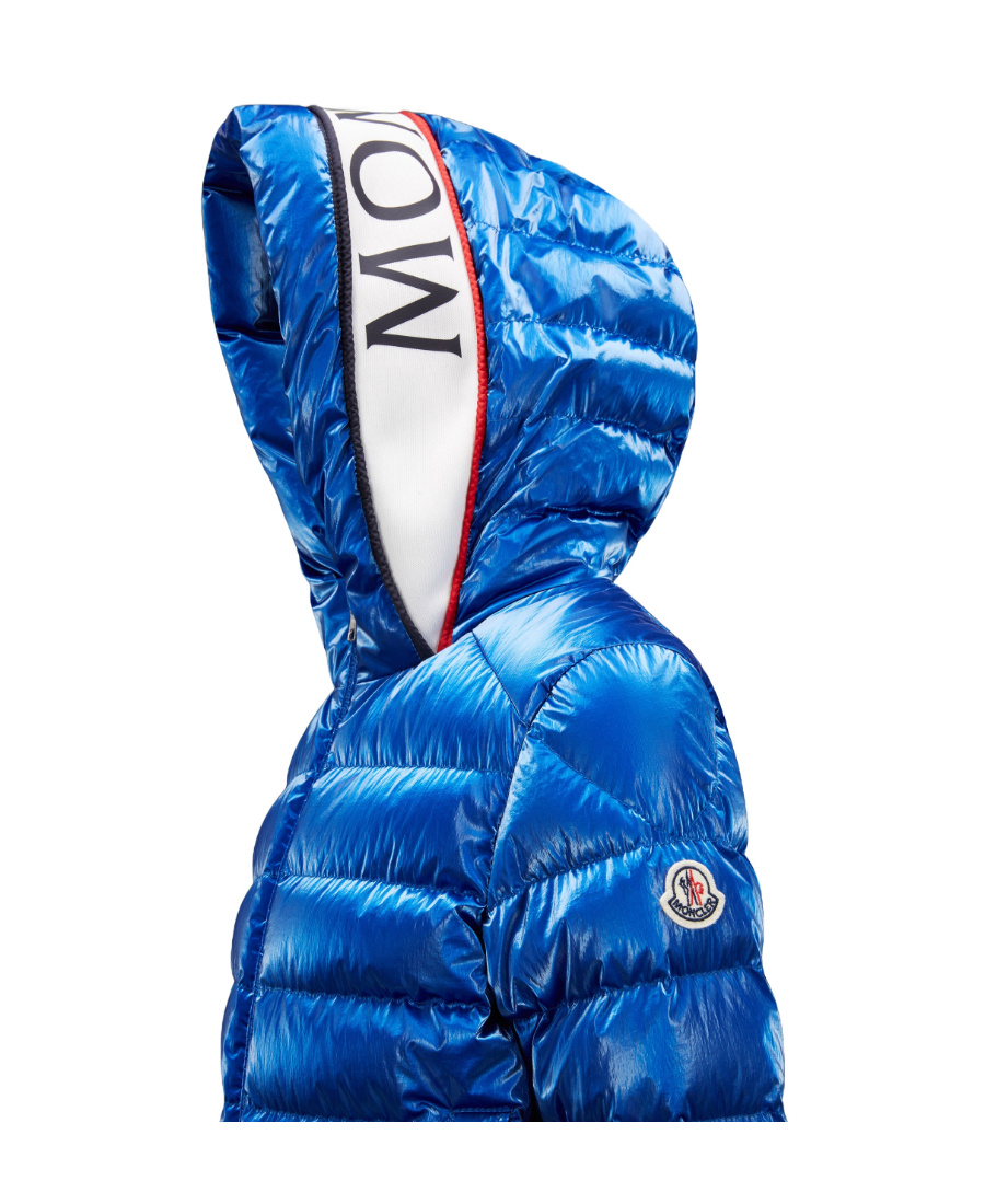 Moncler Hooded Padded Down Jacket In Blue