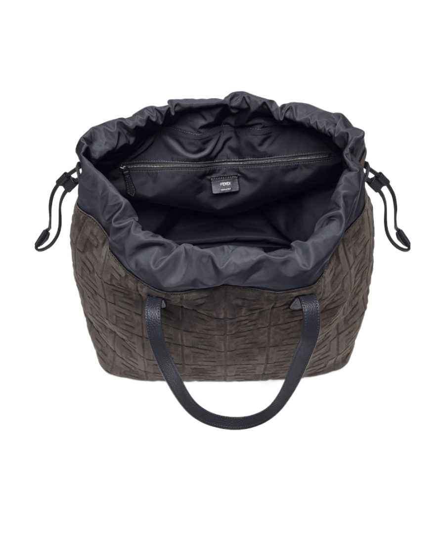 Fendi Ff Logo-embossed Tote Bag In Gray