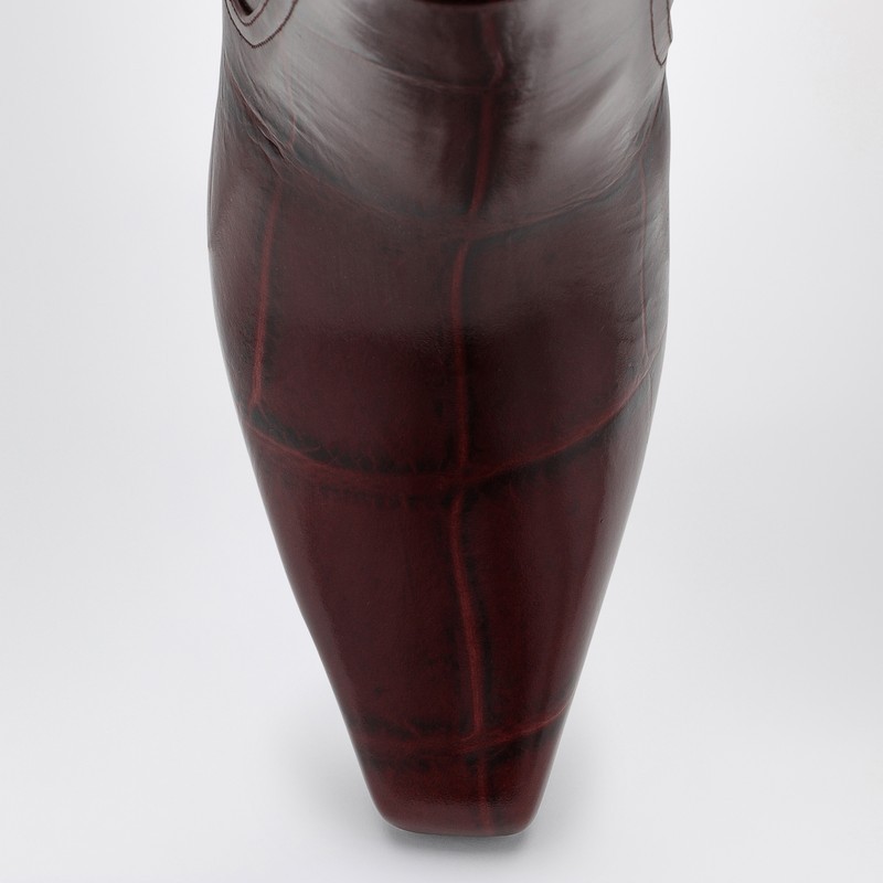 Paris Texas Bettina 55 Crocodile-effect Leather Knee-high Boots In Black