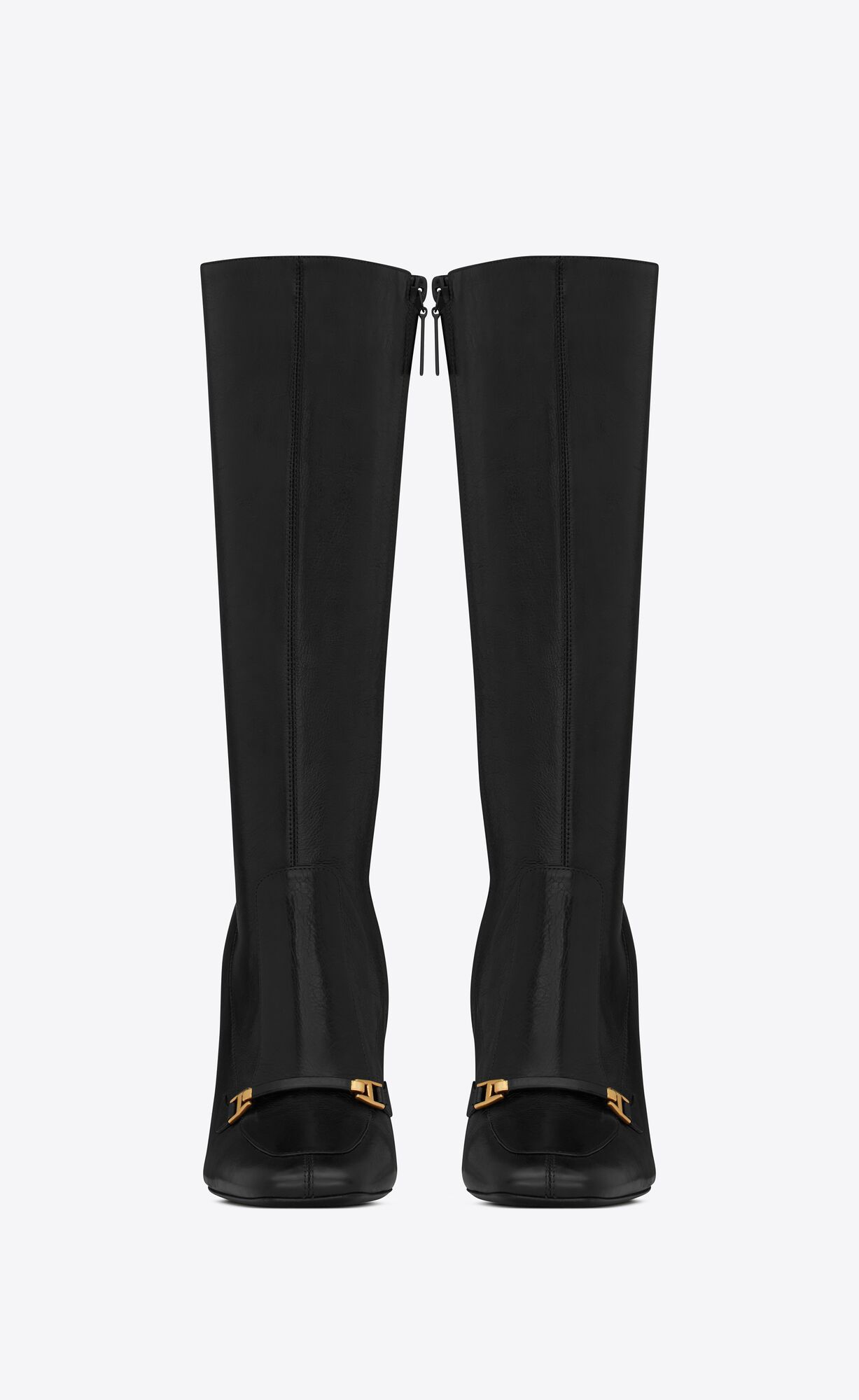 Saint Laurent Black Camden Square-toe Boots In Black