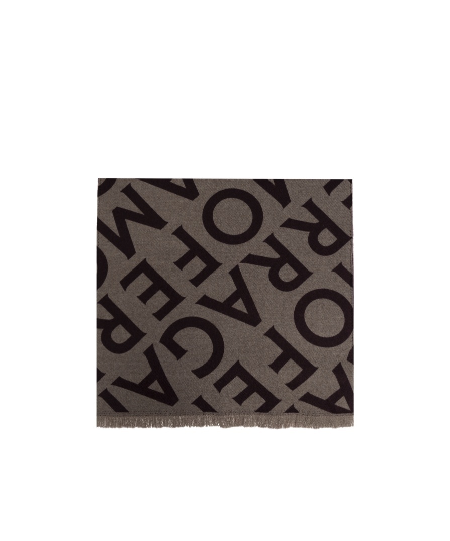 Ferragamo Monogram Wool Scarf In Black