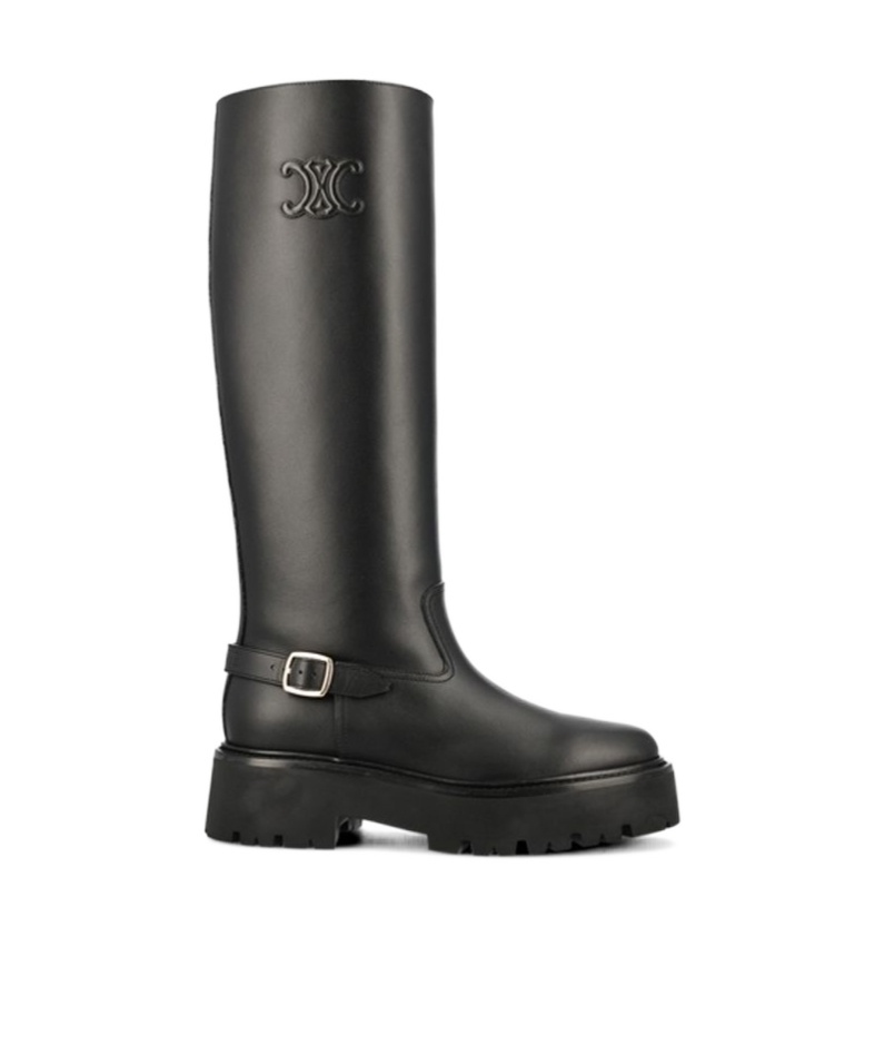 Celine Triope Buckle Boots In Black