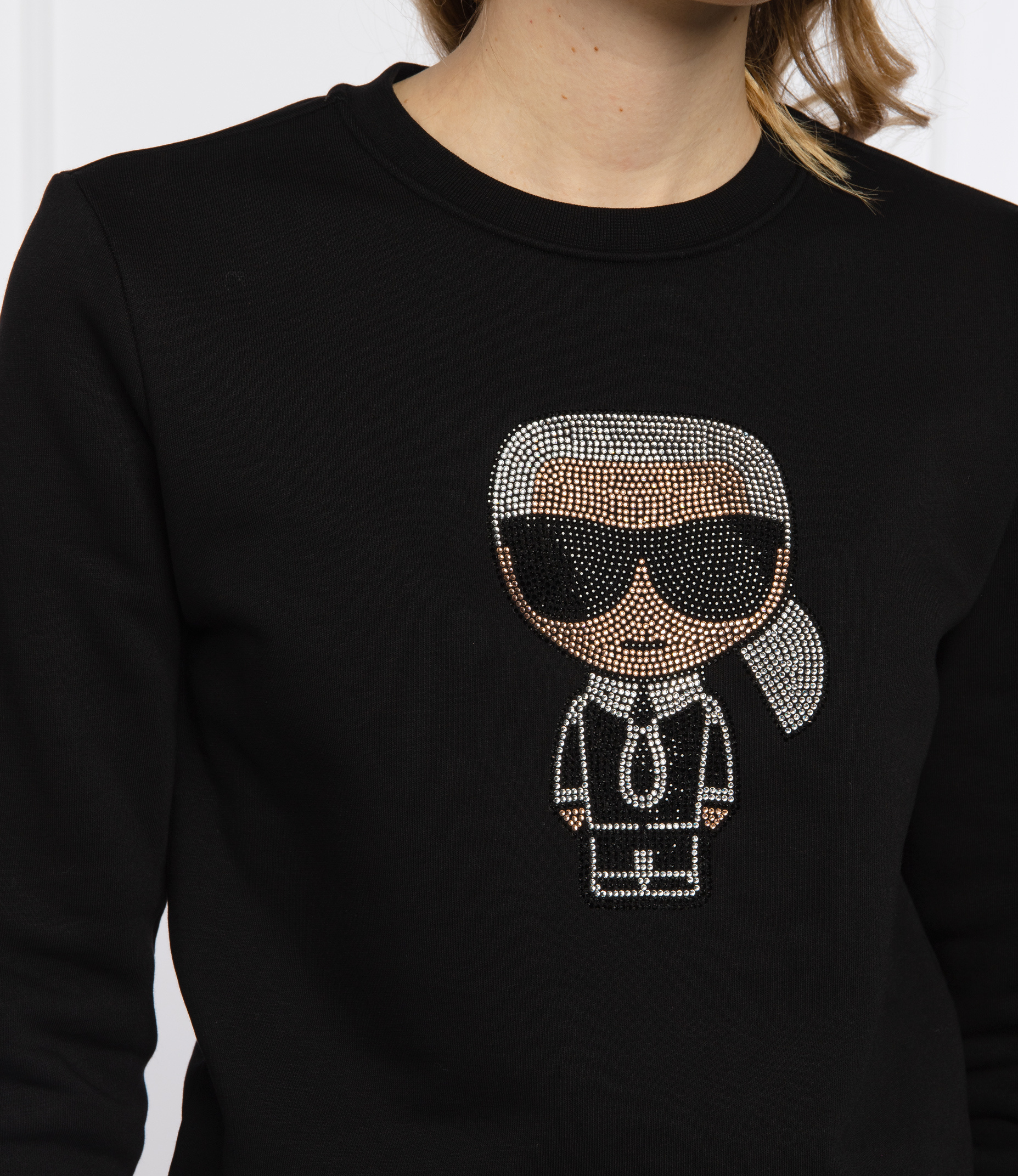 Shop Karl Lagerfeld Crystal-embellished Sweatshirt In Black