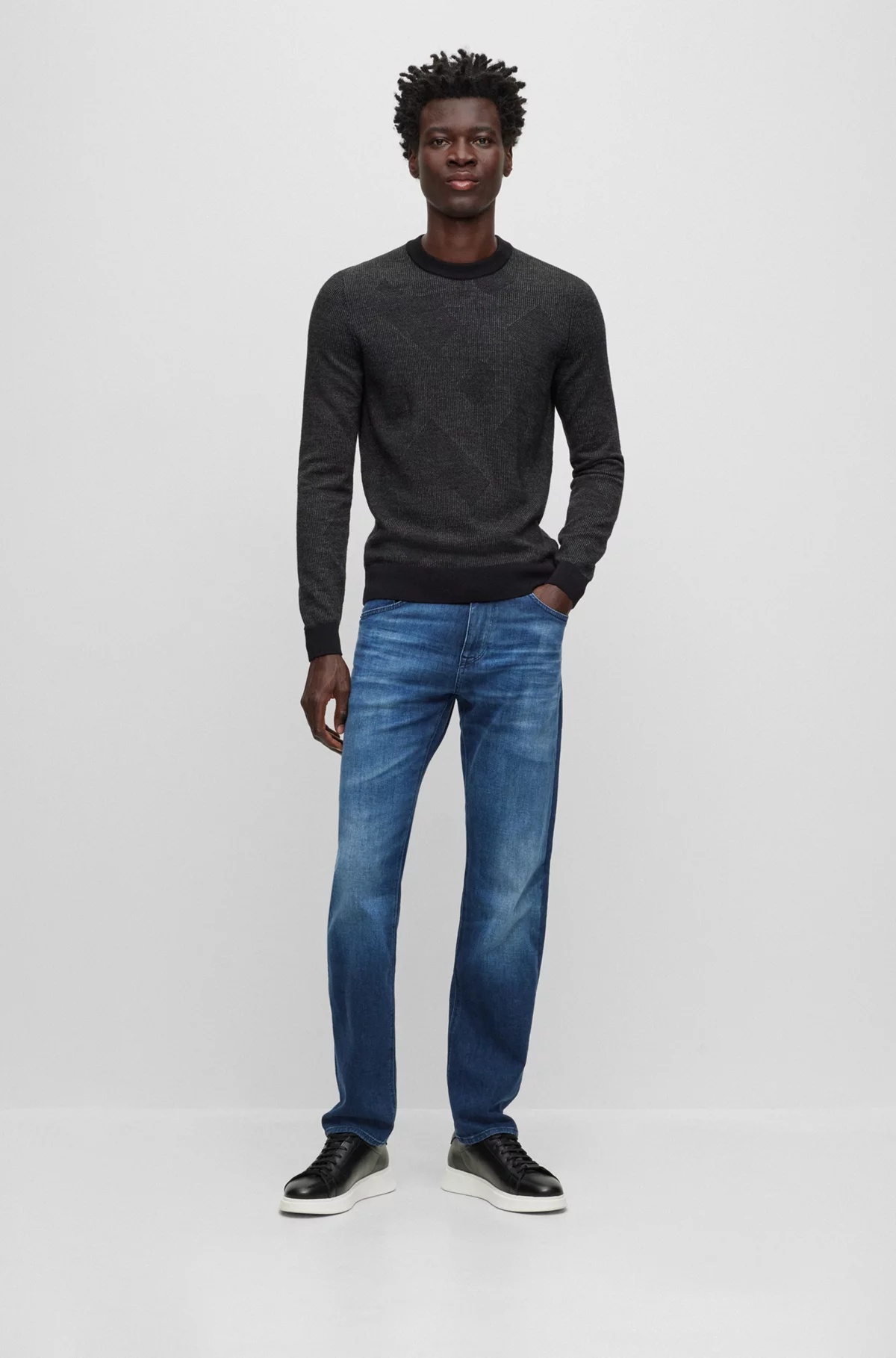 Hugo Boss Regular-fit Jeans In Italian Cashmere-touch Denim In Blue