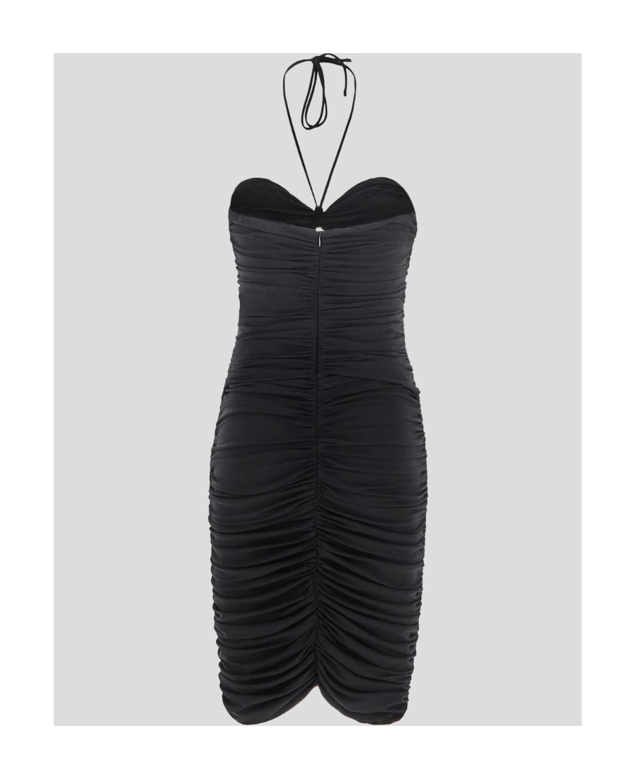 Magda Butrym Ruched Cutout Stretch-jersey Halterneck Mini Dress In Black