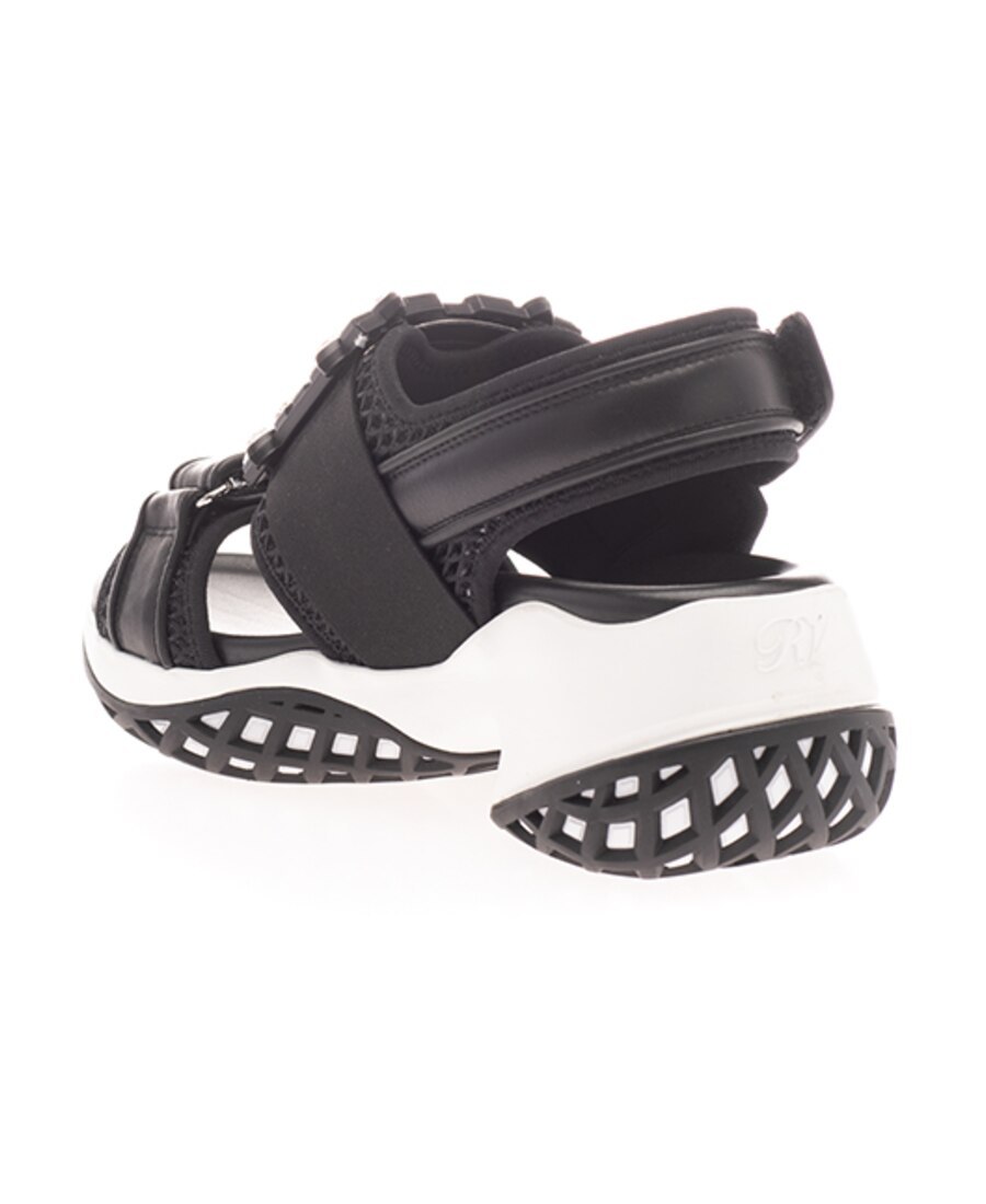 Roger Vivier Viv' Run Embellished Sandals In Black Leather In Black