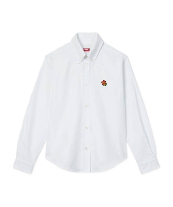 Kenzo Boke Flower Embroidered Slim-fit Shirt In White