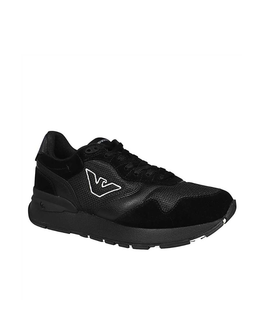 Emporio Armani Mesh-panel Low-top Sneakers In Black