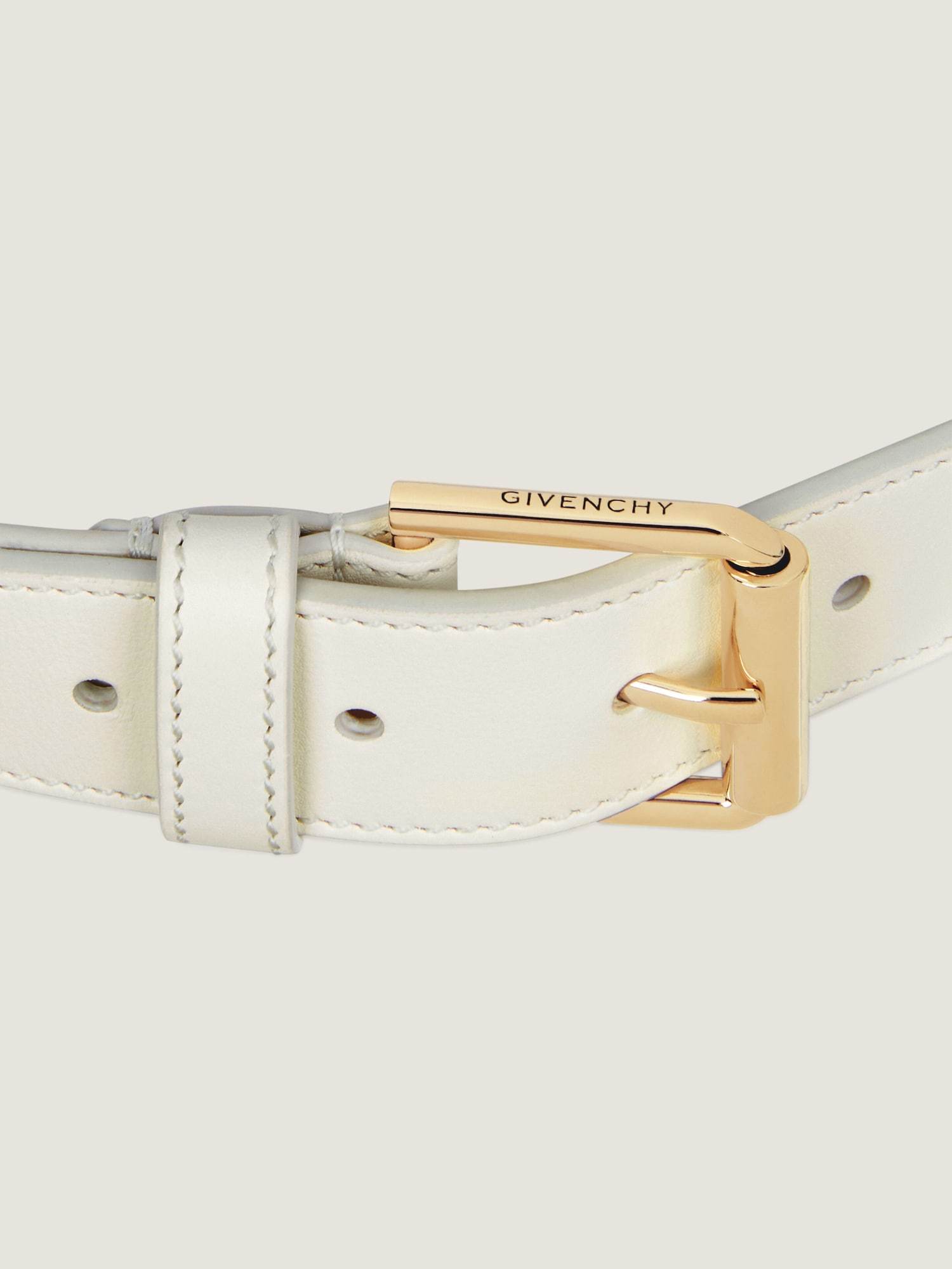 Givenchy Voyou Long Belt In Shiny Leather In White