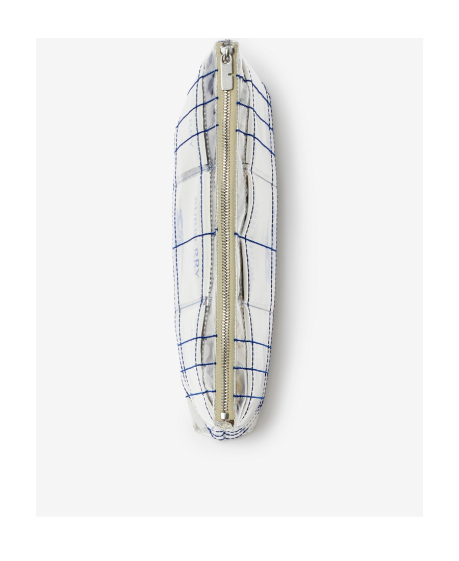 Burberry Ekd Logo-patch Transparent Clutch Bag In White