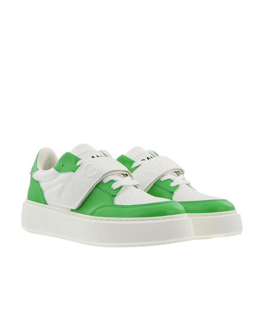 Ganni Logo-embossed Touch-strap Sneakers In White