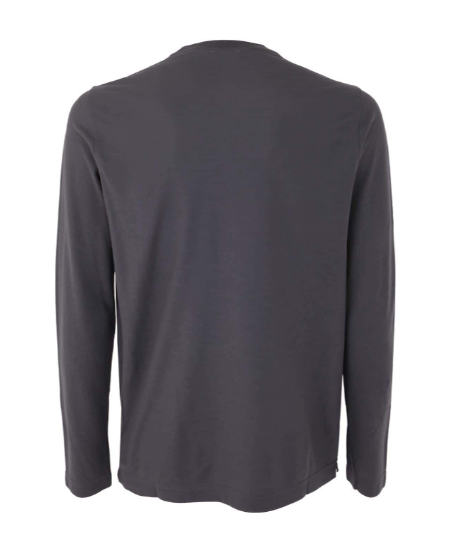 Zanone Crew Neck Long Sleeves Plain T-shirt In Black
