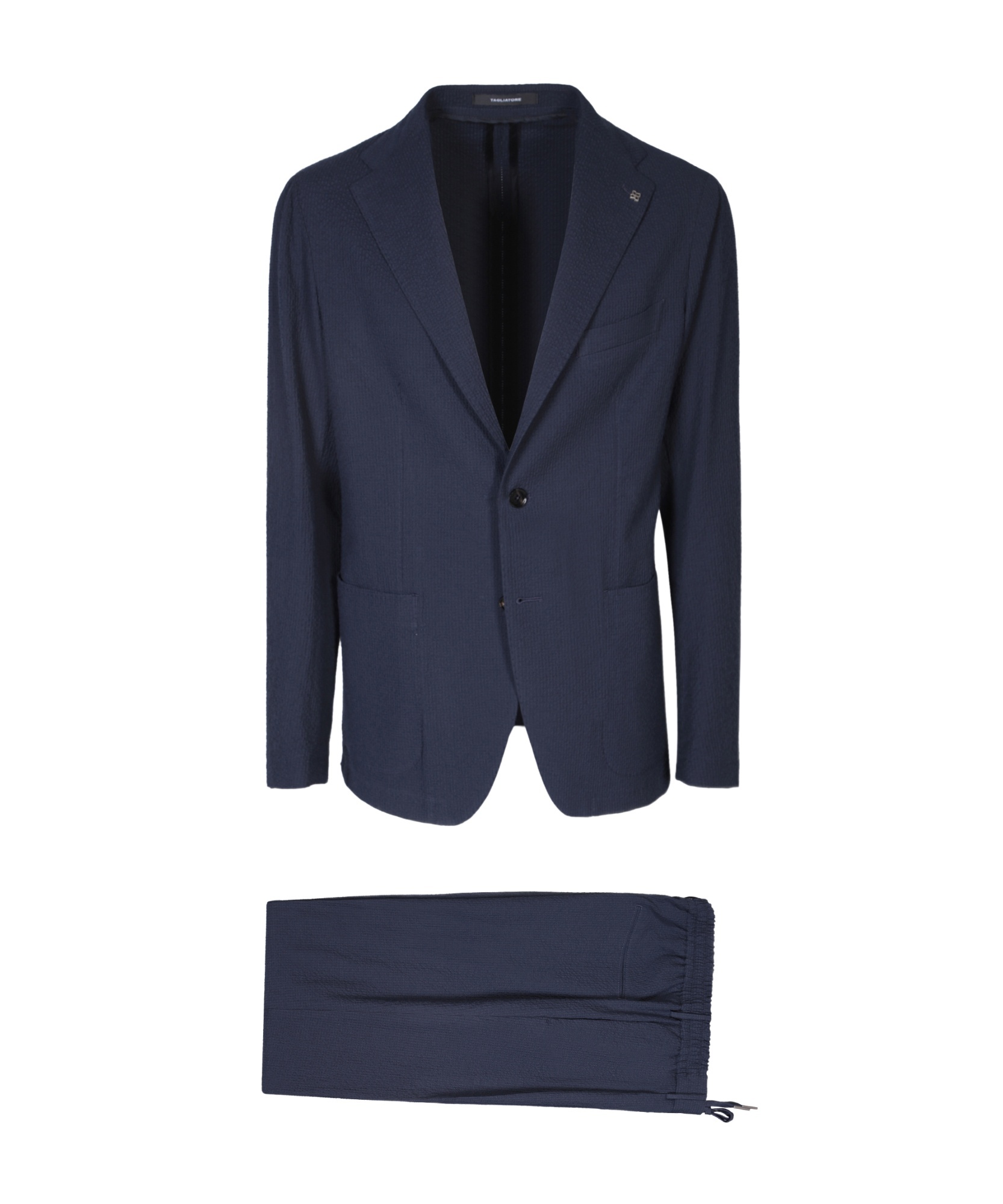 Shop Tagliatore Seersucker-texture Single-breasted Suit In Black