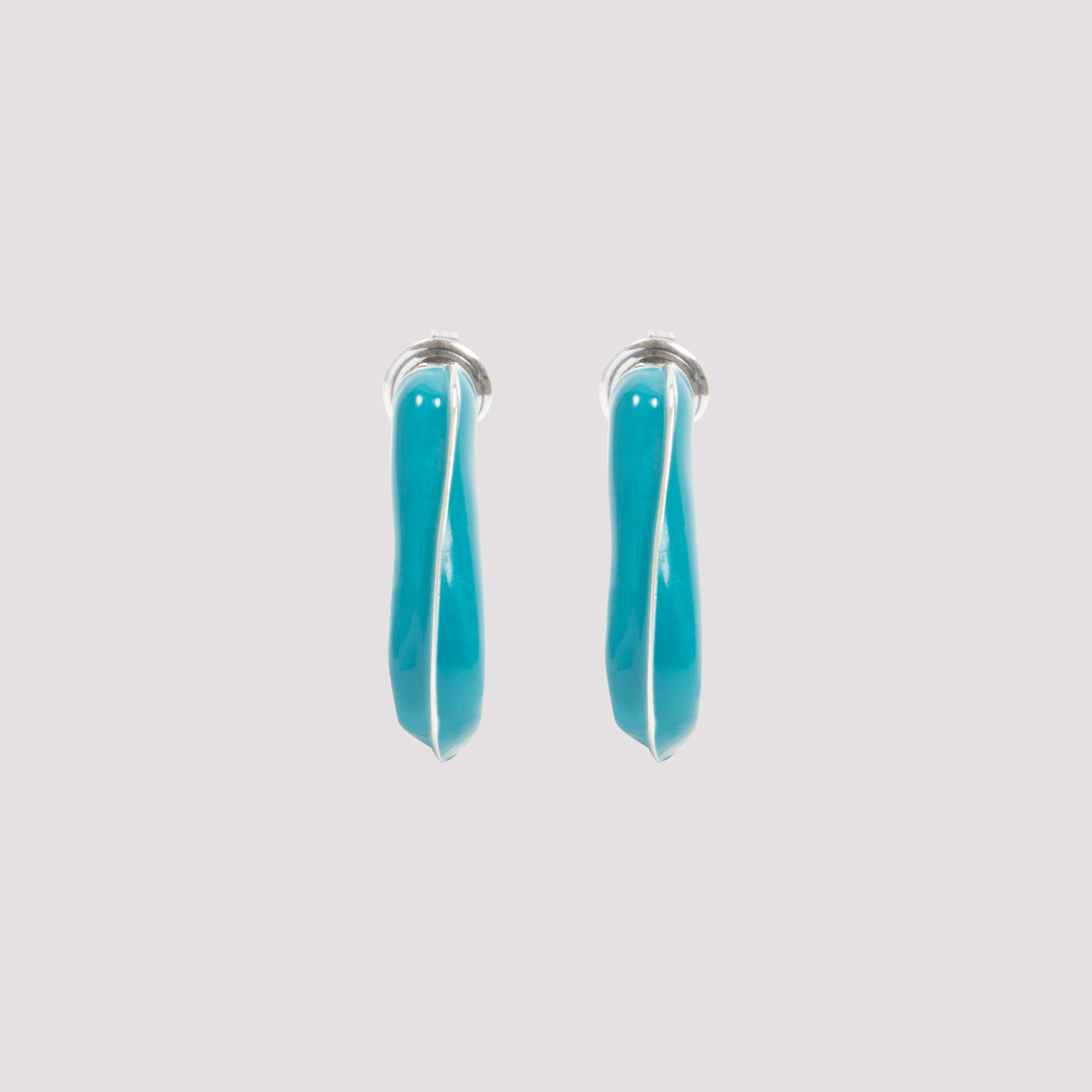 Bottega Veneta Triangle Twisted Earrings In Green