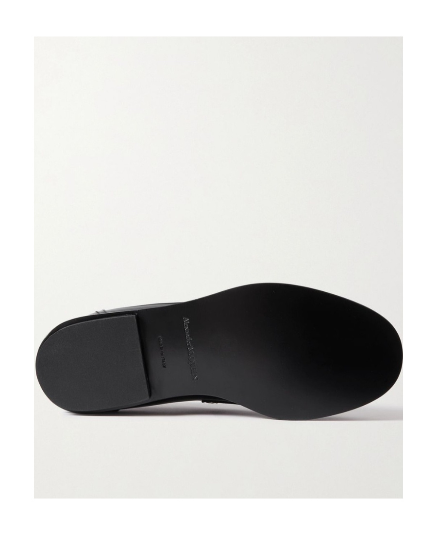Alexander Mcqueen Logo Plaque Slip-on Penny Loafers In Black