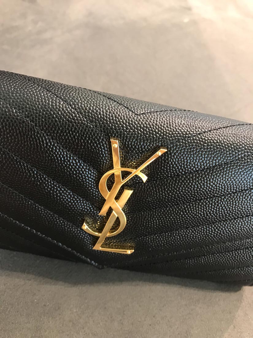 Saint Laurent Cassandre Matelassé Large Flap Wallet In Grain De Poudre Leather Accessories In Black