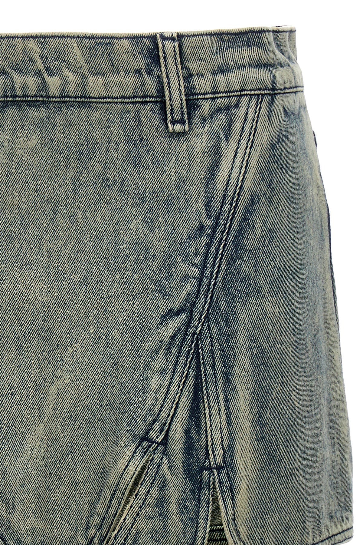 Y/project Beige Tudor Denim Miniskirt In Gray