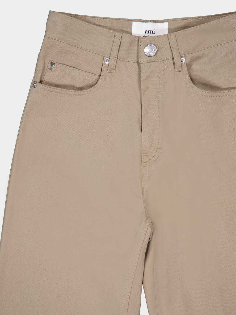 Ami Alexandre Mattiussi Belt Ring Casual Pants In Nude